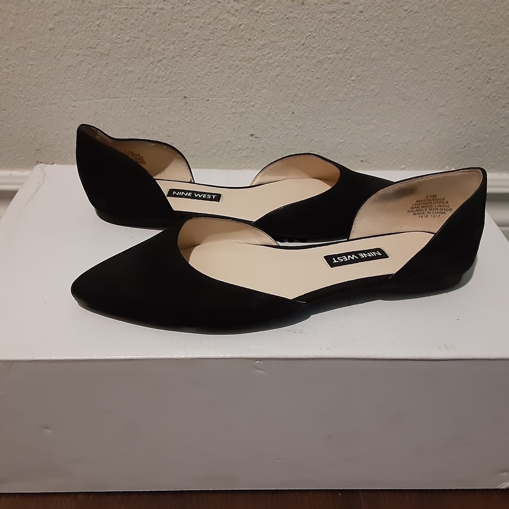 Nine West black suede flats
